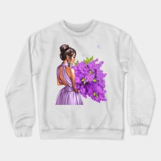 Brunette Lilac Flowers Crewneck Sweatshirt